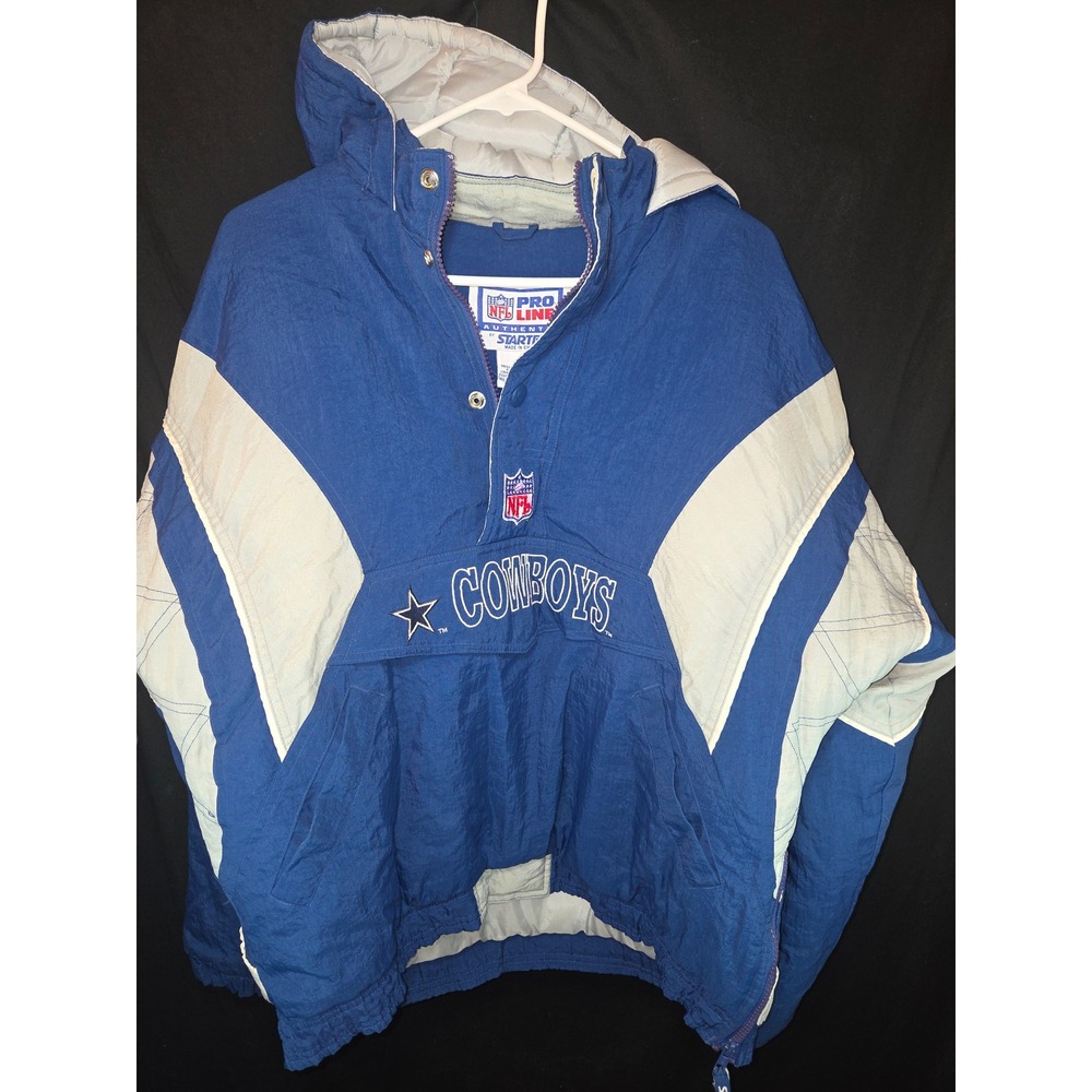 Vintage Dallas Cowboys Starter NFL‎ Pro Line Pullover puffer Anorak Jacket XL